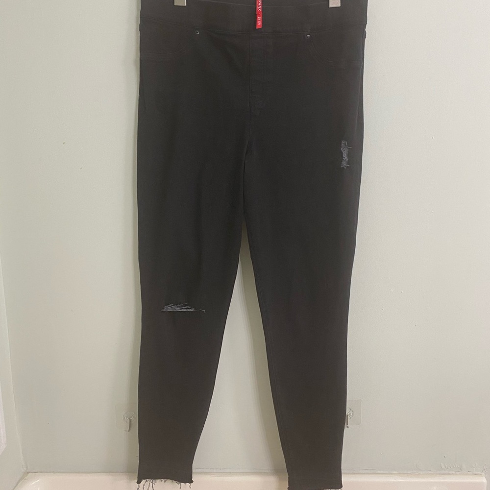Spanx Black Distressed Pull on leggings/pants